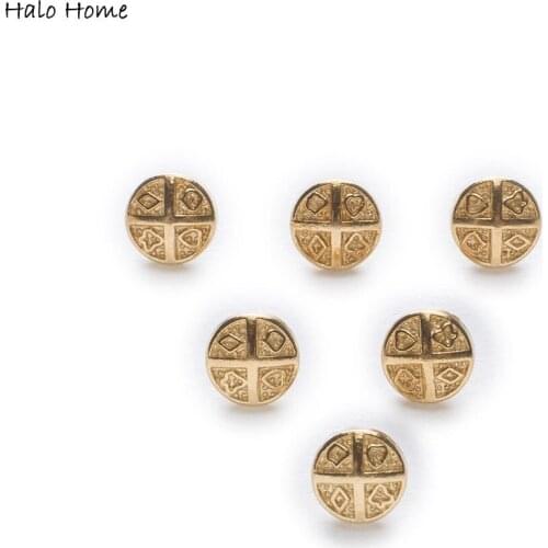 10pcs Poker Gold Metal Shank Buttons Clothing Shirt Sewing Decor Replace Sewing Garment Supplies Accessory 9mm