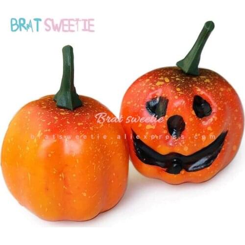 16pcs 5.5cm Fake Vegetable Simulation Halloween Ghost Face Artificial Pumpkin Diy Craft Home Birthday Party Wedding Decoration