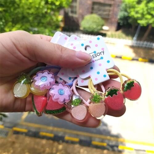 2PCS New Strawberry Cute Flowers Princess Headwear Kids Elastic Hair Bands Children Ropes Girls Accessories Baby Headdress