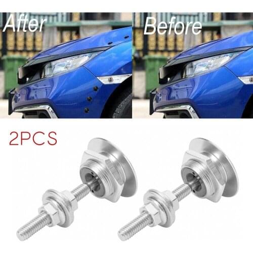 2pcs Silver Push Button Quick Release Car Bumper Hood Pin Bonnet Lock Latch Clip Push Button Quick Release