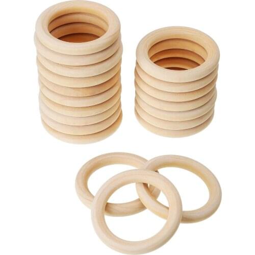 20 Pack Wood Rings Wooden Rings For Craft, Ring Pendant And Connectors Jewelry Making 70mm