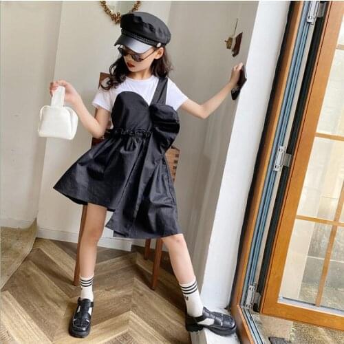 2021 Korean style girls patchwork ruffles dress fashion summer girls dresses 6-12 years B243