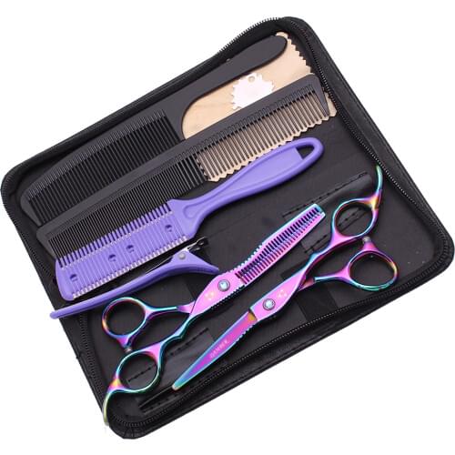5.5 6.0 Barber Scissors 440C Professional Hairdressing Scissors Hair Thinning Shears Salon Hair Cutting Scissors Set 1011Cai-K-A