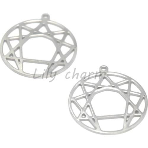5pcs/lot Enneagram of Personality Symbol Pendant Stainless steel Fourth Way Logo Gurdjieff Emblem Amulet Charm pendant 25mm