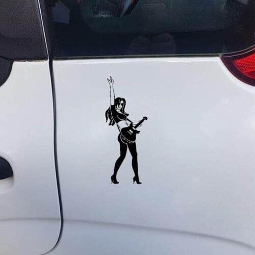 6.9CM*17.8CM Rock Guitar Vinyl Black Silver Motorcycle Car Sticker Decal C13-000522