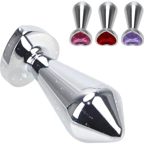 IKOKY Heart Shaped Crystal Jewelry Anal Plug Metal Butt Plug Prostate Massager Adult Products Sex Toys for Men Women Erotic
