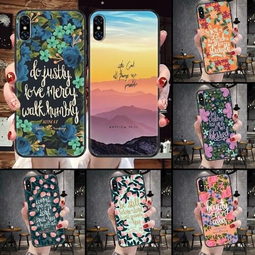 Bible Verse Jesus Christ Christian Phone Case For iphone 5 5S SE 2 6 6S 7 8 11 12 Mini Plus X XS XR Pro Max black painting shell
