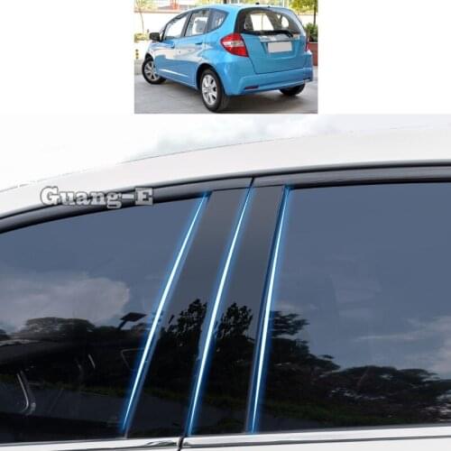 For Honda Fit Jazz 2008 2009-2012 Car PC Material Pillar Post Cover Door Trim Window Piano Black Molding Sticker Plate Parts