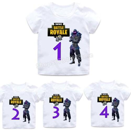 Fortnite Boys Clothes Fortnight T-shirt Kids Digital 0 To 9 Birthday Shirt Battle Royale Short Sleeve Tops Shirts Children Tees