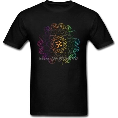 Special Custom Men T-shirts Colored Om Energy Mandala Art T Shirt Geometric Muay Thai Clothing Adult Plus Size Black Tshirt Tops