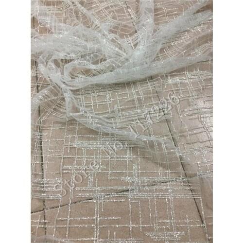 Hot selling JRB-72216 french net lace fabric sparkly glued glitter african Tulle lace for party dress