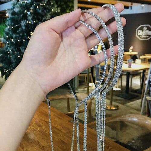 H:HYED Shiny Rhinestone Tassel Headbands Women Fashion Crystal Hairband Temperament For Wedding Party Hair Accessories Jewelry