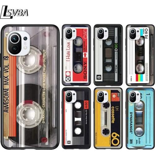 Classical Old Cassette for Xiaomi Mi 11 10T Note 10 Ultra 5G 9 9T SE 8 A3 A2 A1 6X Pro Play F1 Lite 5G Black Phone Case