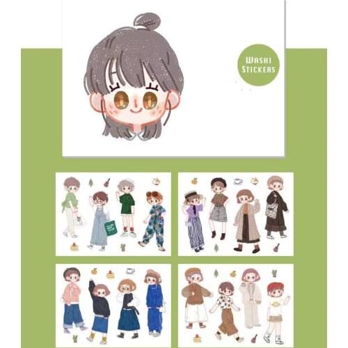 Lovely Season Girl Sticker Sheet for Card Making Bullet Journal DIY Scrapbooking