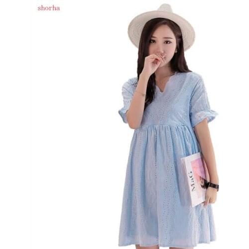 Summer breast-feeding Pregnant Dress Maternity Clothes Embroidery Lace Maternity Dress Pregnancy Clothes For Pregnant Woman