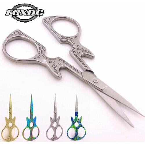 Hot Selling Professional Tailor Scissors Sharp Stainless Steel Needlework Scissors Guitar Design Gold Small Embroidery Scissors
