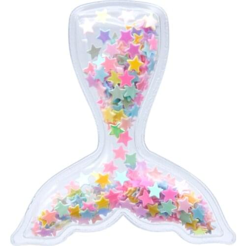 Cute Quicksand Fish Tail Acrylic Resin Shaker with Flowing Sequins DIY Make Hair Clip Accessories Craft,5Yc9830