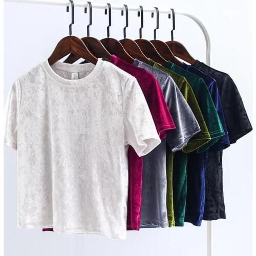 Fashion brand Short sleeve Velour shirt New Woman Solid color O neck Velvet blouse Tee Tops plus size women clothing M-6XL 7XL