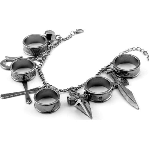 Cartoon Anime Hunter x Hunter Kurapika Metal Ring Weapons Bracelets Bangles For Women Men Fans Friends Cosplay Jewelry Gift