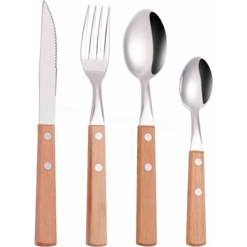 Kitchen Tableware Stainless Steel Cutlery Set Spoon Fork Knife Silverware Set Dinnerware Western Mirror Dinner Set Dropshipping