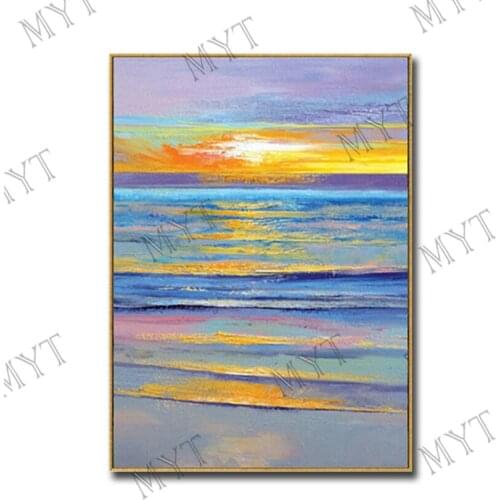Hot sale Handmade sunrise scenery on the sea abstract oil painting Wall art Pictures for Living room home decor no framed