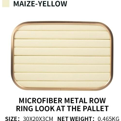 New Beige Gold Edge Metal Microfiber Jewelry Display Trays For Femal Ring Earring Pendent Showcase Jewellery Organizers Holder