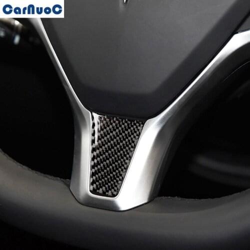 For Tesla Model 3 2017-2018 Car Steering Wheel Panel Trim Decal Carbon Fiber Sticker Styling Accessories