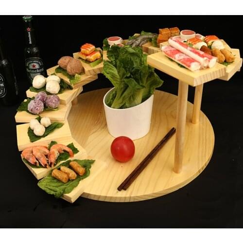 Hotel Mood Dishes Creative ladder Sushi Plate Japanese barbecue Shop Personalized Hot Pot Tableware Woodiness Plate Set