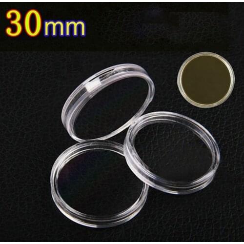 Coin Storage 30mm Clear Round Coin Holder Plastic Capsules Display Cases Organizer for Coin Collection Supplies