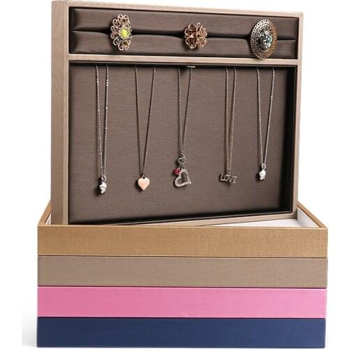 Jewelry Shop Store Display Props Necklace Ring Show Stand Bracelet Organizer Box Earring Tray Gray Beige Red Color PU Case