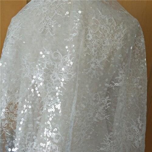 Luxury New Sequins French Lace Fabric Wedding Bottoming Childrens Clothing Skirt DIY Production Accessories