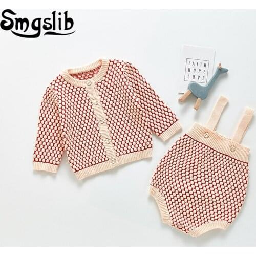 SMGSLIB 2021 Infant Baby Knitting Rompers Baby Girls Long Sleeve Suit Spring Autumn Child Clothes Coats playsuits Outfits