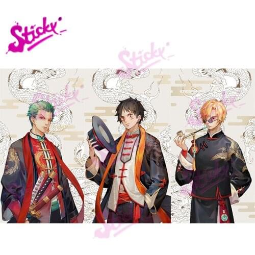 STICKY ONE PIECE Chinese Style Luffy Zoro Nami Anime Car Sticker Decal Decor Laptop Trunk Skateboard Ipad Vinyl Stickers