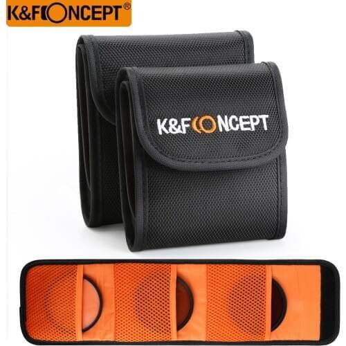 K&F CONCEPT 3 Pockets Lens Filter Bag Camera lens Filter Pouch for 49mm-77mm ND UV CPL Camera lens filter holder wallet case