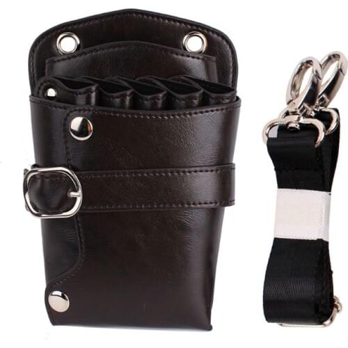 THINKTHENDO Professional Barber Leather Salon Scissors Pouch Bag Waist Pack Hairdressing Tool