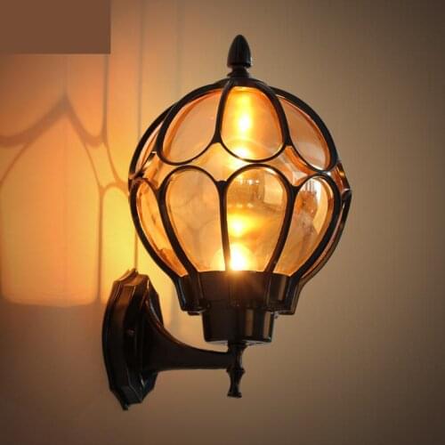 Veranda Aluminum LED Wall Light Glass Ball Garden Lighting Corridor Balcony Outdoor Wall Lamp E27 Bar Loft Industrial Lighting