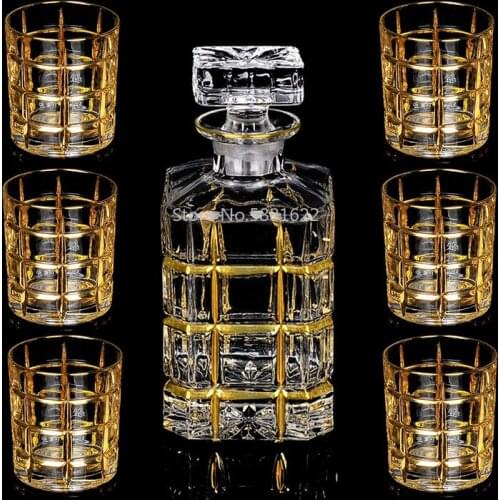 High quality crystal glass wine cup gold whiskey glass cup creative red wine glass brandy cup set barwarer Household drinkware