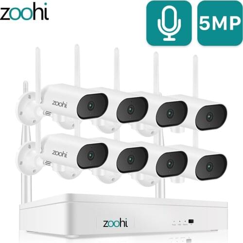 Zoohi 1920P Pan & Tilt Wifi Camera Set 5MP Security Camera System Sound Record Night Vision Outdoor Surveillance System