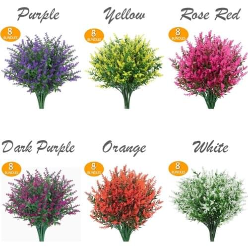 1 Bunch Artificial Lavender Simulation Rayon Flowers Bouquet Wedding Home Desktop Decoration Plastic Fake Flower Photo Props