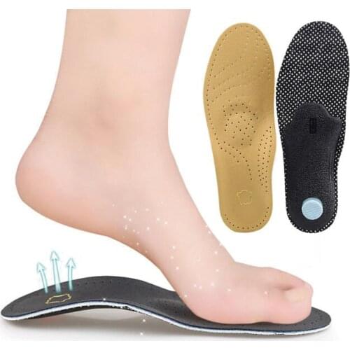 1 Pair Full Leather Pad Man Woman Flat Foot Insoles Deodorant And Breathable Latex High-elastic Sports Insole