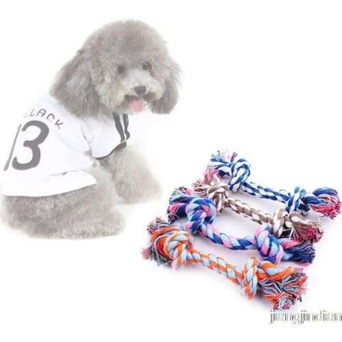 1Pcs Dog Bite Rope Toys Pets Dogs Supplies Pet Dog Puppy Cotton Chew Knot Toy Durable Braided Bone Rope Funny Tool Random Color