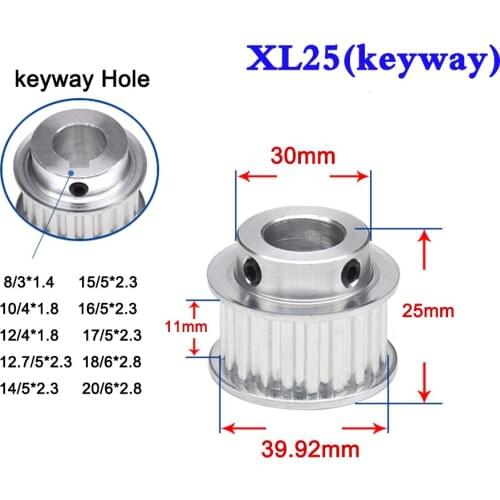 1PCS XL 25 Tooth Convex Synchronous Wheel Timing Pulley Belt Width 11mm Keyway Hole