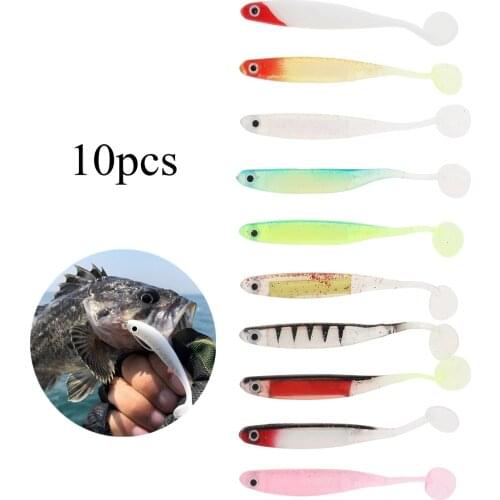 10pcs Multi-color Soft Bait 5g 10.5cm T Tail Sequin Flash Wobbler Crankbait Swimbait Rainbow Fishing Lures