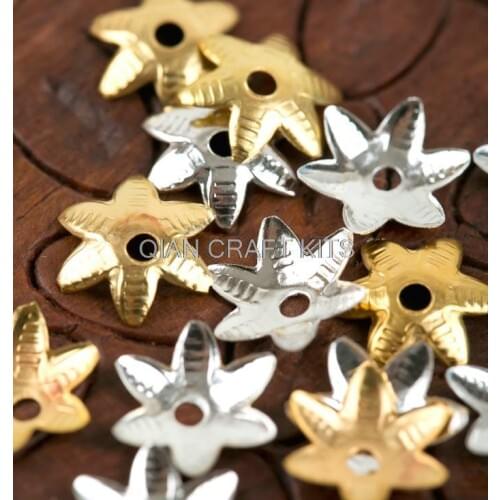 1200pcs Bead caps filigree flower shiny gold or silver tone Jewelry Findings 7mm mixed colors