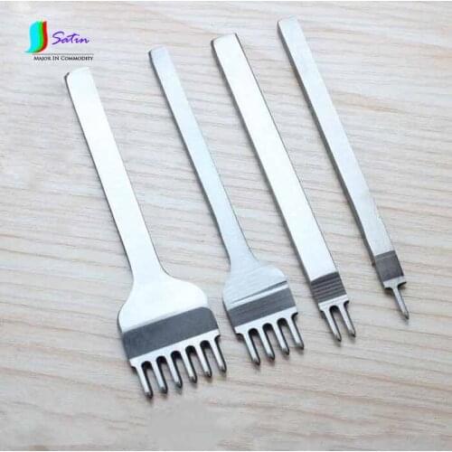 4Pcs/set 3mm/4mm/5/6mm Prong Leather Craft Tools Hand Tool Hole Punches Stitching Punch Tool Leather Tools,1+2+4+6 Prong S0154H