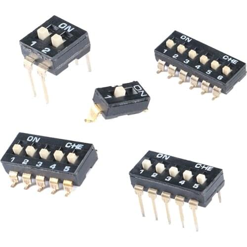 5Pcs/lot SMD/DIP switch Toggle Switches 2.54mm Slide Type Switch 1P/2P/3P/4P/5P/6P/8P black Dial switches