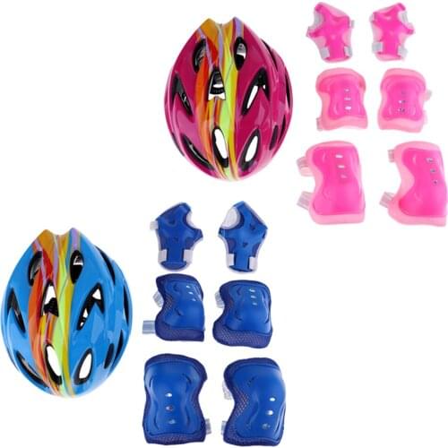 7Pcs Kids Roller Skating Scooter Bike Helmet Knee Elbow Wrist Pad, Bring Kids All-Round Protection Kids Roller Skating Helmet