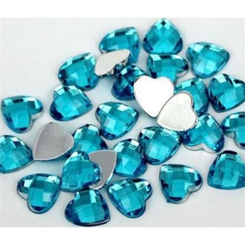 8-30MM DIY Bling Aqua Blue Heart Shape Lattice Faceted Acrylic Rhinestone Flatback Acrylic Stone for Hand Craft Art Decoration