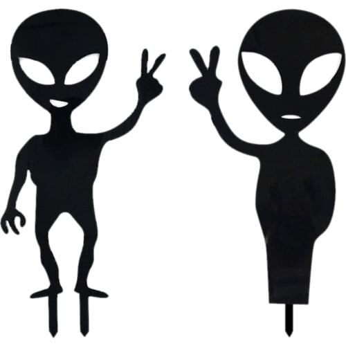Acrylic Ground Plug Home Martians Garden Outer Space Alien Stake Silhouette Sculpture Courtyard Yard Decoration