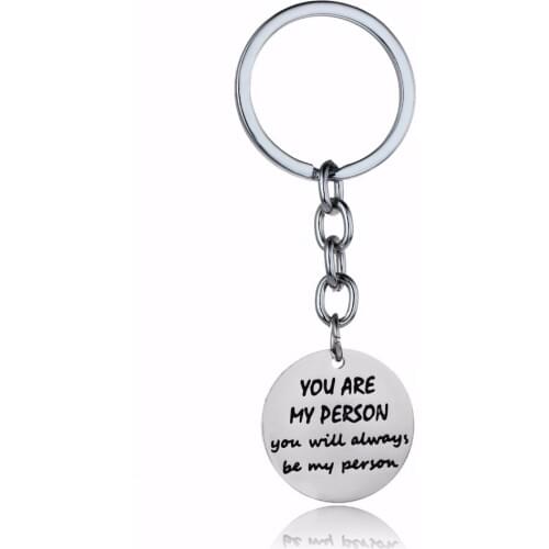 12PC/Lot New Loves Couples Keychain You Are My Person You Will Always Be My Person Stainless Steel Keyring Family Key Chain Gift